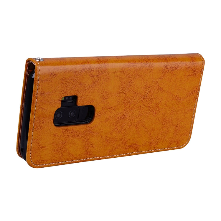 For Galaxy S9 Plus Oil Wax Texture Horizontal Flip Leather Case with Holder & Card Slots & Wallet(Brown) by buy2fix