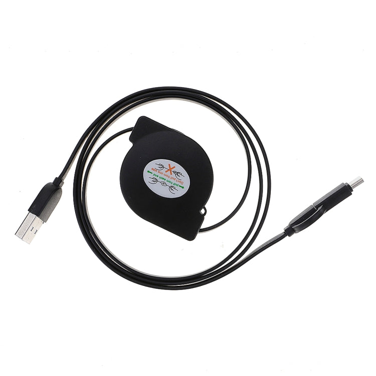 1m 2A Two in One Retractable Micro USB to Type-C Data Sync Charging Cable, For Galaxy, Huawei, Xiaomi, LG, HTC and Other Smart Phones, Rechargeable Devices(Black) by buy2fix