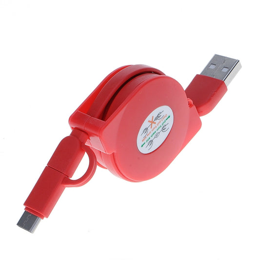 1m 2A Two in One Retractable Micro USB to Type-C Data Sync Charging Cable, For Galaxy, Huawei, Xiaomi, LG, HTC and Other Smart Phones, Rechargeable Devices(Red) by buy2fix