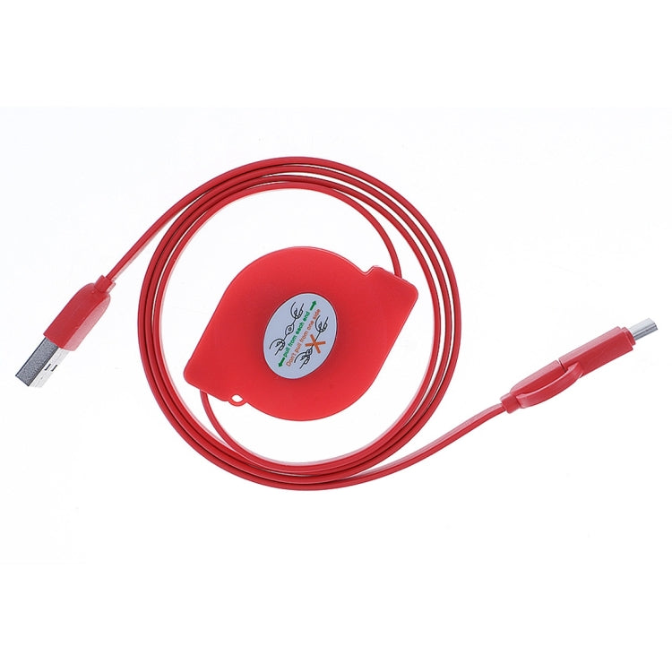 1m 2A Two in One Retractable Micro USB to Type-C Data Sync Charging Cable, For Galaxy, Huawei, Xiaomi, LG, HTC and Other Smart Phones, Rechargeable Devices(Red) by buy2fix