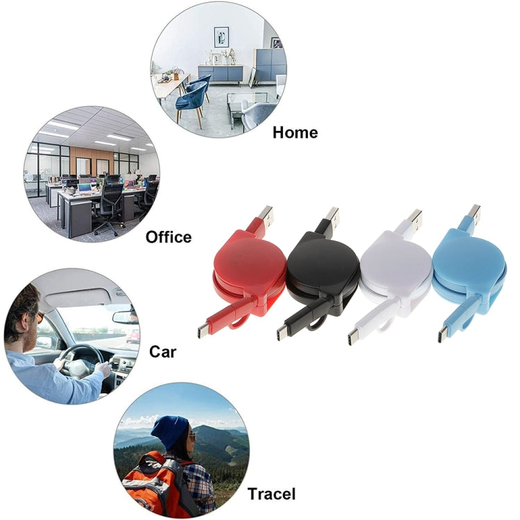 1m 2A Two in One Retractable Micro USB to Type-C Data Sync Charging Cable, For Galaxy, Huawei, Xiaomi, LG, HTC and Other Smart Phones, Rechargeable Devices(Black) by buy2fix