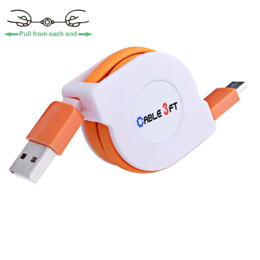1m 2A 110 Copper Core Wires Retractable USB-C / Type-C to USB Data Sync Charging Cable(Orange) by buy2fix