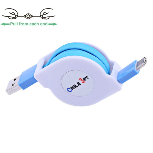 1m 2A 110 Copper Core Wires Retractable USB-C / Type-C to USB Data Sync Charging Cable(Blue) by buy2fix