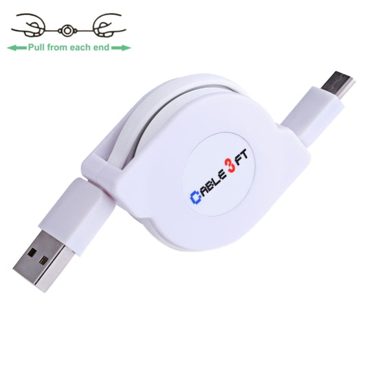 1m 2A 110 Copper Core Wires Retractable USB-C / Type-C to USB Data Sync Charging Cable(White) by buy2fix