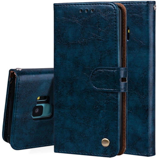 For Galaxy S9 Oil Wax Texture Horizontal Flip Leather Case with Holder & Card Slots & Wallet(Blue) by buy2fix