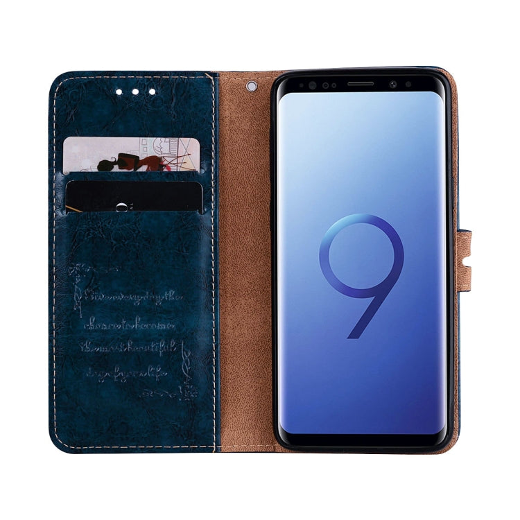 For Galaxy S9 Oil Wax Texture Horizontal Flip Leather Case with Holder & Card Slots & Wallet(Blue) by buy2fix