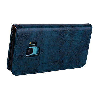 For Galaxy S9 Oil Wax Texture Horizontal Flip Leather Case with Holder & Card Slots & Wallet(Blue) by buy2fix
