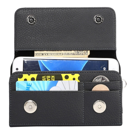 Universal Litchi Texture Vertical Flip Thwartwise PU Leather Case / Waist Bag with Back Splint & Card Slots & 15cm Lanyard for Galaxy S7 Edge & S7 & S6 Edge & S6, Huawei P9 & P9 Lite & P9 Plus & Sony  ... 5, Xiaomi Redmi 4, Size: 15.5 x 8 x 1.8 cm (Black)