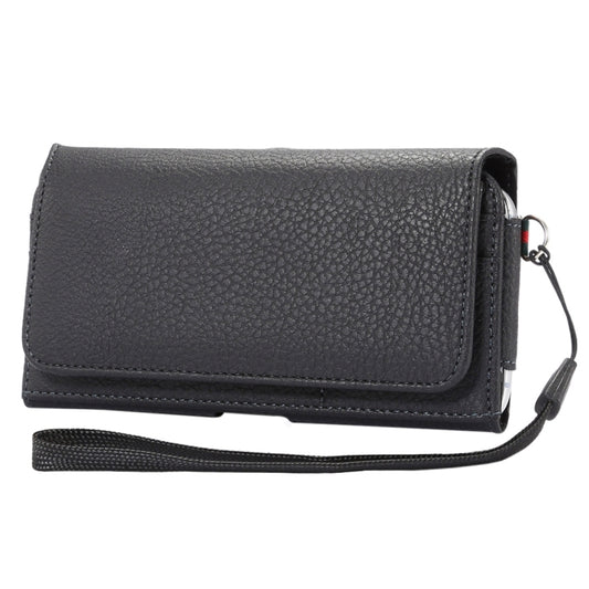 Universal Litchi Texture Vertical Flip Thwartwise PU Leather Case / Waist Bag with Back Splint & Card Slots & 15cm Lanyard for Galaxy S7 Edge & S7 & S6 Edge & S6, Huawei P9 & P9 Lite & P9 Plus & Sony ... 5, Xiaomi Redmi 4, Size: 15.5 x 8 x 1.8 cm (Black) by buy2fix