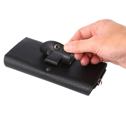 Universal Litchi Texture Vertical Flip Thwartwise PU Leather Case / Waist Bag with Back Splint & Card Slots & 15cm Lanyard for Galaxy S7 Edge & S7 & S6 Edge & S6, Huawei P9 & P9 Lite & P9 Plus & Sony ... 5, Xiaomi Redmi 4, Size: 15.5 x 8 x 1.8 cm (Black) by buy2fix