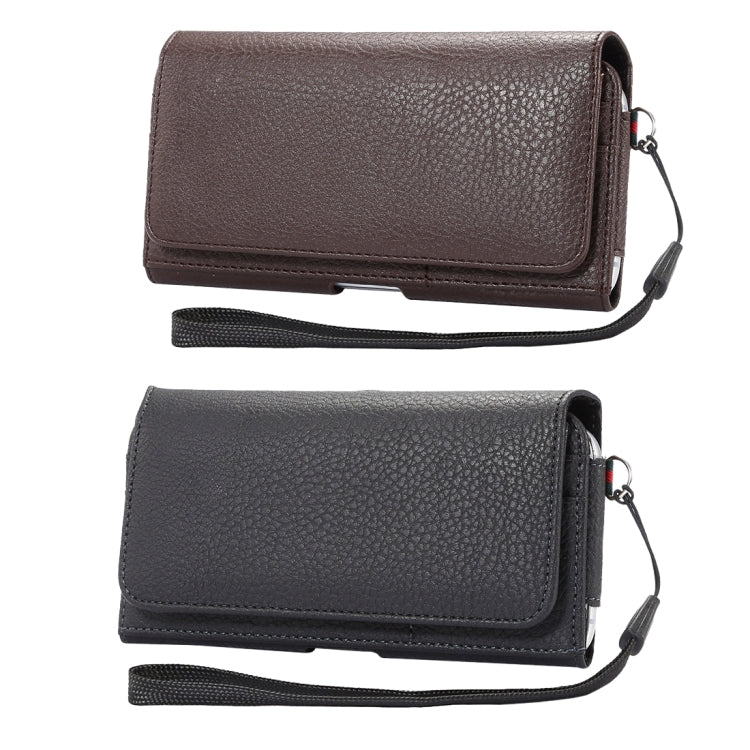 Universal Litchi Texture Vertical Flip Thwartwise PU Leather Case / Waist Bag with Back Splint & Card Slots & 15cm Lanyard for Galaxy S7 Edge & S7 & S6 Edge & S6, Huawei P9 & P9 Lite & P9 Plus & Sony ... 5, Xiaomi Redmi 4, Size: 15.5 x 8 x 1.8 cm (Black) by buy2fix