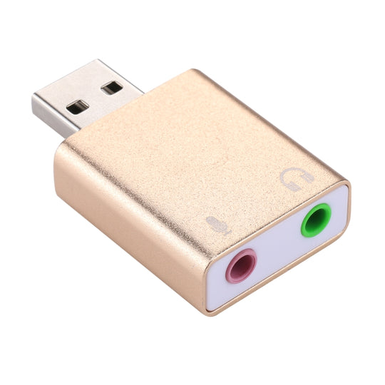 Aluminiumgehäuse 3,5-mm-Klinke Externe USB-Soundkarte HIFI Magic Voice 7.1-Kanal-Adapter Free Drive für Computer, Desktop, Lautsprecher, Headset, Mikrofon (Gold)