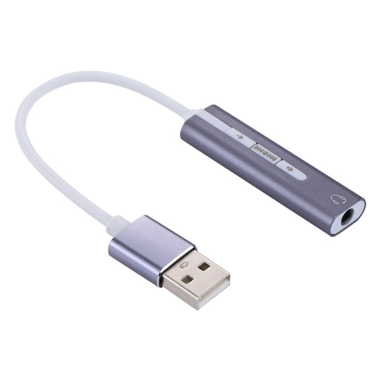 Aluminiumgehäuse 3,5-mm-Klinke Externe USB-Soundkarte HIFI Magic Voice 7.1-Kanal-Adapter, freies Laufwerk für Computer, Desktop, Lautsprecher, Headset (Grau)