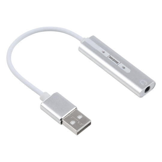 Aluminiumgehäuse 3,5-mm-Klinke Externe USB-Soundkarte HIFI Magic Voice 7.1-Kanal-Adapter, freies Laufwerk für Computer, Desktop, Lautsprecher, Headset (Silber)