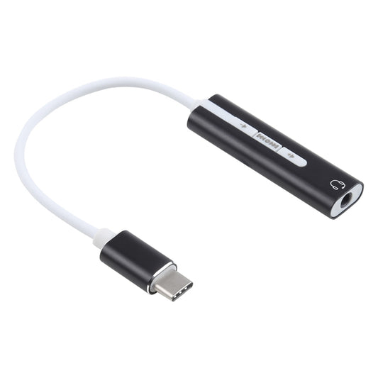 Aluminum Shell 3.5mm Jack External USB-C / Type-C Sound Card HIFI Magic Voice 7.1 Channel Converter Adapter Free Drive(Black) - USB Sound by buy2fix | Online Shopping UK | buy2fix