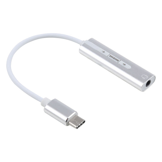 Aluminiumgehäuse 3,5-mm-Klinke Externe USB-C / Typ-C-Soundkarte HIFI Magic Voice 7.1-Kanal-Konverter-Adapter Free Drive (Silber)
