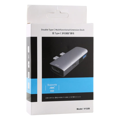 Double USB-C / Type-C to PD Port + USB 3.0 + HDMI Multifunctional Extension HUB Adapter by buy2fix