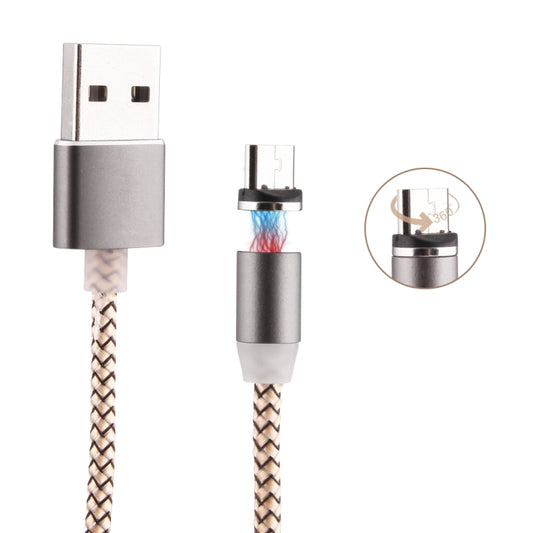 360 Degree Rotation 1m Weave Style Micro USB to USB 2.0 Strong Magnetic Charger Cable with LED Indicator(Gold) - Charging Cable & Head by buy2fix | Online Shopping UK | buy2fix