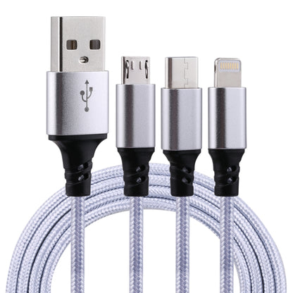 2A 1.2m 3 in 1 USB to 8 Pin & USB-C / Type-C & Micro USB Nylon Weave Charging Cable by buy2fix