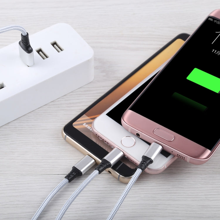 2A 1.2m 3 in 1 USB to 8 Pin & USB-C / Type-C & Micro USB Nylon Weave Charging Cable by buy2fix