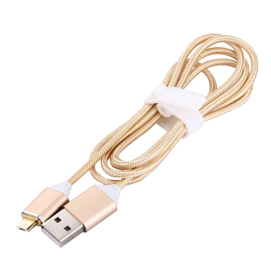 1M Woven Style 2.4A Micro USB to USB Data Sync Charging Cable Intelligent Metal Magnetism Cable, For Samsung, HTC, Sony, Huawei, Xiaomi, Meizu and other Android Devices(Gold) - Charging Cable & Head by buy2fix | Online Shopping UK | buy2fix