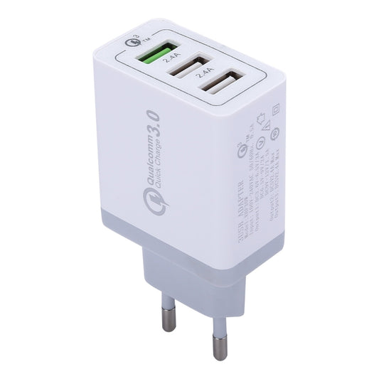 XHF30W 3 QC3.0 USB Fast Charging Wall Charger, EU Plug - USB Charger by buy2fix | Online Shopping UK | buy2fix