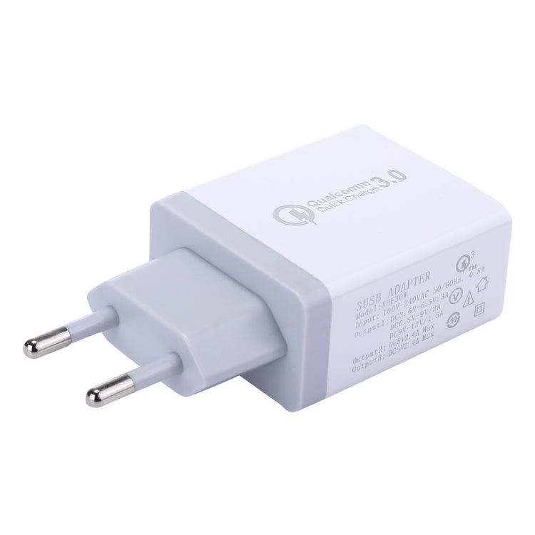 XHF30W 3 QC3.0 USB Fast Charging Wall Charger, EU Plug - USB Charger by buy2fix | Online Shopping UK | buy2fix