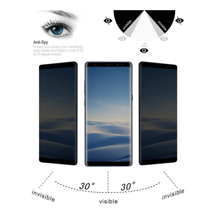 For Galaxy Note 8 0.26mm 9H Surface Hardness 3D Curved Privacy Anti-glare Non-full Screen Tempered Glass Screen Protector (Transparent) - Galaxy Tempered Glass by buy2fix | Online Shopping UK | buy2fix
