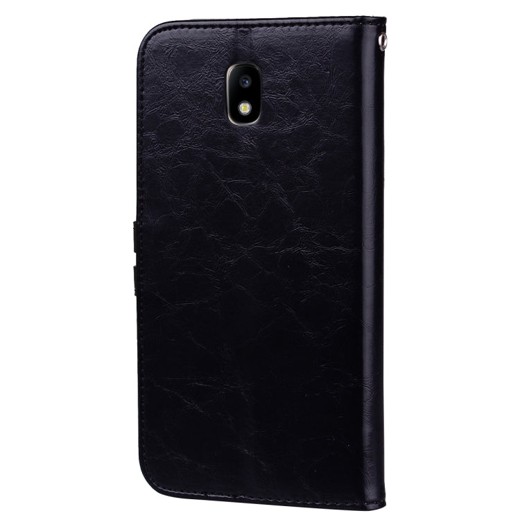 For Galaxy J3 (2017) / J330 (EU Version) Business Style Oil Wax Texture Horizontal Flip Leather Case with Holder & Card Slots & Wallet(Black) by buy2fix