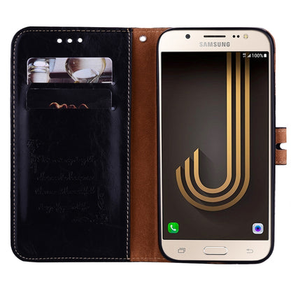 For Galaxy J3 (2017) / J330 (EU Version) Business Style Oil Wax Texture Horizontal Flip Leather Case with Holder & Card Slots & Wallet(Black) by buy2fix