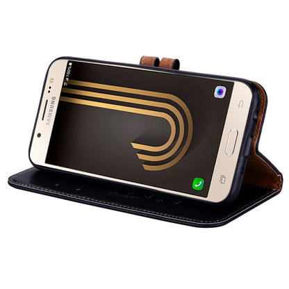 For Galaxy J3 (2017) / J330 (EU Version) Business Style Oil Wax Texture Horizontal Flip Leather Case with Holder & Card Slots & Wallet(Black) by buy2fix