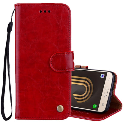 For Galaxy J3 (2017) / J330 (EU Version) Business Style Oil Wax Texture Horizontal Flip Leather Case with Holder & Card Slots & Wallet(Red) by buy2fix
