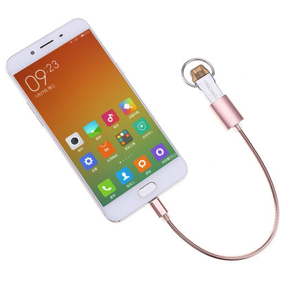 24cm 2A Micro USB to USB Aluminum Alloy Hose OTG Adapter Data Charging Cable with USB-C / Type-C Connector(Rose Gold) by buy2fix