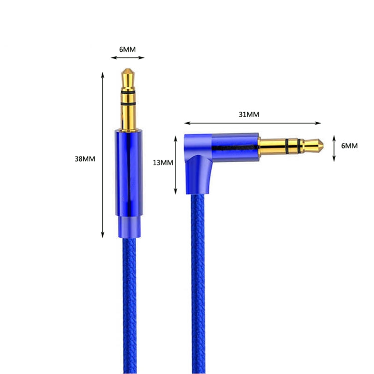 AV01 3.5mm Male to Male Elbow Audio Cable, Length: 50cm(Blue) by buy2fix