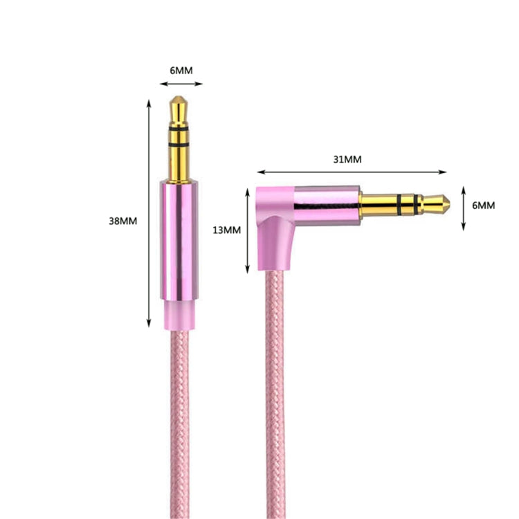 AV01 3.5mm Male to Male Elbow Audio Cable, Length: 50cm(Rose Gold) by buy2fix