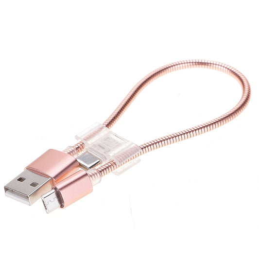 24cm 2A Micro USB + USB-C / Type-C to USB Flexible Data Charging Cable(Rose Gold) by buy2fix