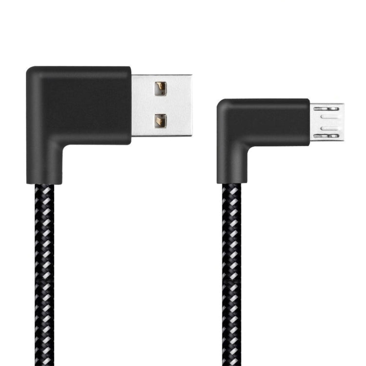 20cm 2A USB to Micro USB Weave Style Double Elbow Data Sync Charging Cable, For Samsung / Huawei / Xiaomi / Meizu / LG / HTC(Black) by buy2fix