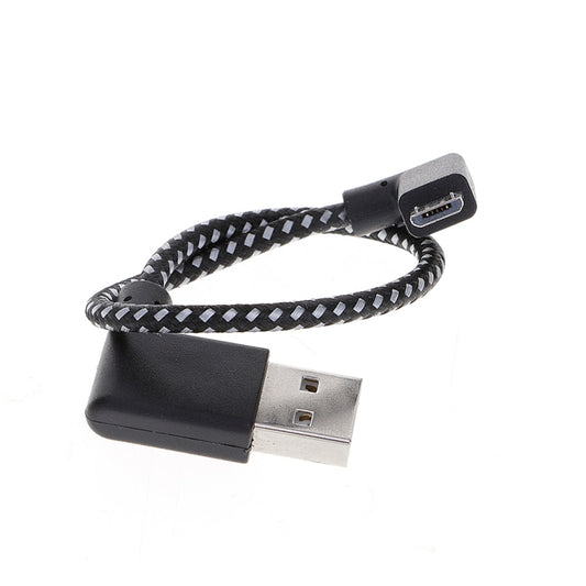 20cm 2A USB to Micro USB Weave Style Double Elbow Data Sync Charging Cable, For Samsung / Huawei / Xiaomi / Meizu / LG / HTC(Black) by buy2fix