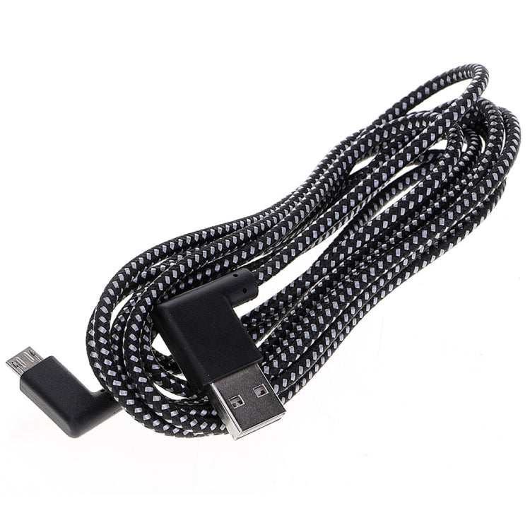 2m 2A USB to Micro USB Weave Style Double Elbow Data Sync Charging Cable, For Samsung / Huawei / Xiaomi / Meizu / LG / HTC (Black) by buy2fix