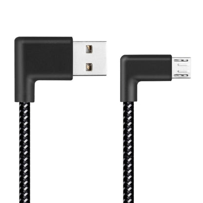 2m 2A USB to Micro USB Weave Style Double Elbow Data Sync Charging Cable, For Samsung / Huawei / Xiaomi / Meizu / LG / HTC (Black) by buy2fix