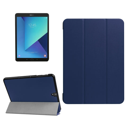 For Galaxy Tab S3 9.7 inch T820 / T825 Custer Texture Horizontal Flip Leather Case with 3-folding Holder(Dark Blue) - Other Galaxy Tab PC by buy2fix | Online Shopping UK | buy2fix
