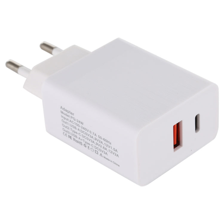24W PD + QC3.0 Fast Charger Power Adapter Plug Adapter EU Plug - Plug Adaptor by buy2fix | Online Shopping UK | buy2fix