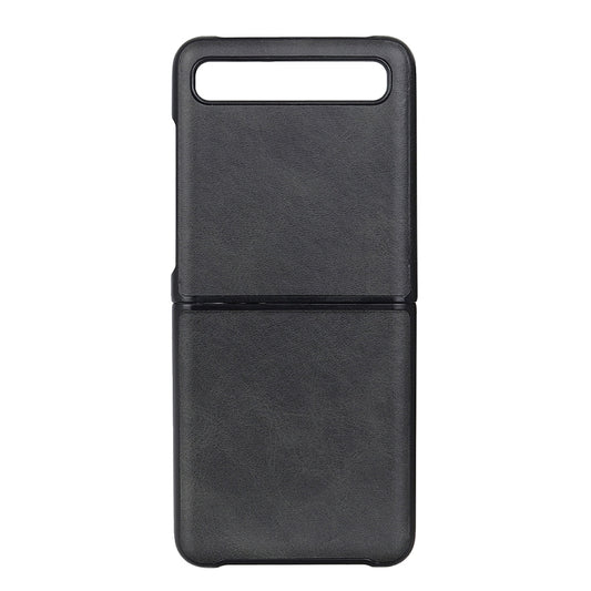 For Galaxy Z Flip Two-color Cow Leather Texture Folding Protective Case(Black) - Galaxy Phone Cases by buy2fix | Online Shopping UK | buy2fix