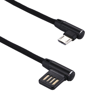 1m 2.4A Output USB to Micro USB Double Elbow Design Nylon Weave Style Data Sync Charging Cable, For Samsung, Huawei, Xiaomi, HTC, LG, Sony, Lenovo and other Smartphones(Black) by buy2fix
