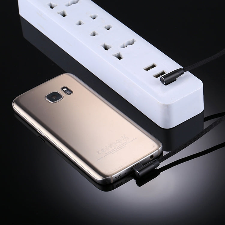 1m 2.4A Output USB to Micro USB Double Elbow Design Nylon Weave Style Data Sync Charging Cable, For Samsung, Huawei, Xiaomi, HTC, LG, Sony, Lenovo and other Smartphones(Black) by buy2fix