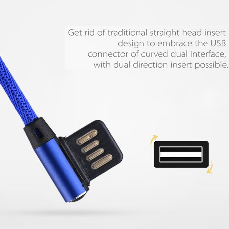 1m 2.4A Output USB to Micro USB Double Elbow Design Nylon Weave Style Data Sync Charging Cable, For Samsung, Huawei, Xiaomi, HTC, LG, Sony, Lenovo and other Smartphones(Dark Blue) by buy2fix