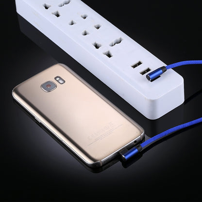 1m 2.4A Output USB to Micro USB Double Elbow Design Nylon Weave Style Data Sync Charging Cable, For Samsung, Huawei, Xiaomi, HTC, LG, Sony, Lenovo and other Smartphones(Dark Blue) by buy2fix