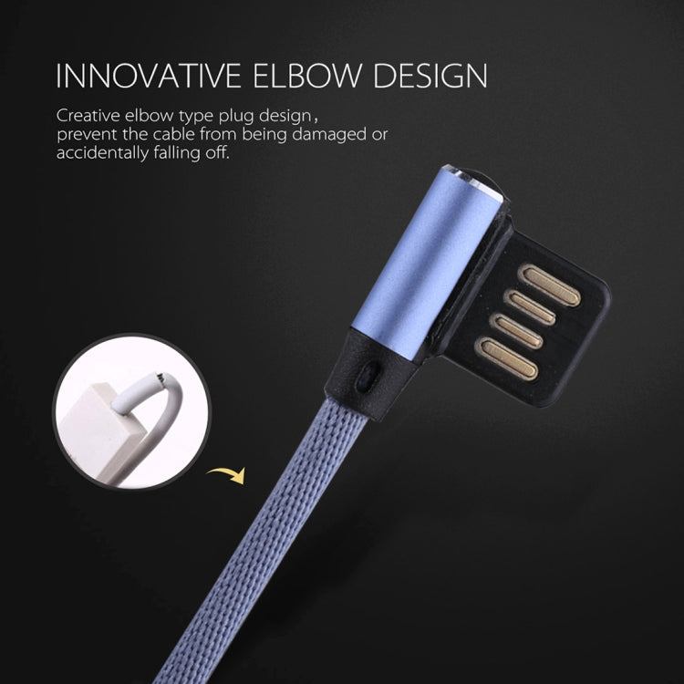 1m 2.4A Output USB to Micro USB Double Elbow Design Nylon Weave Style Data Sync Charging Cable, For Samsung, Huawei, Xiaomi, HTC, LG, Sony, Lenovo and other Smartphones(Blue) by buy2fix