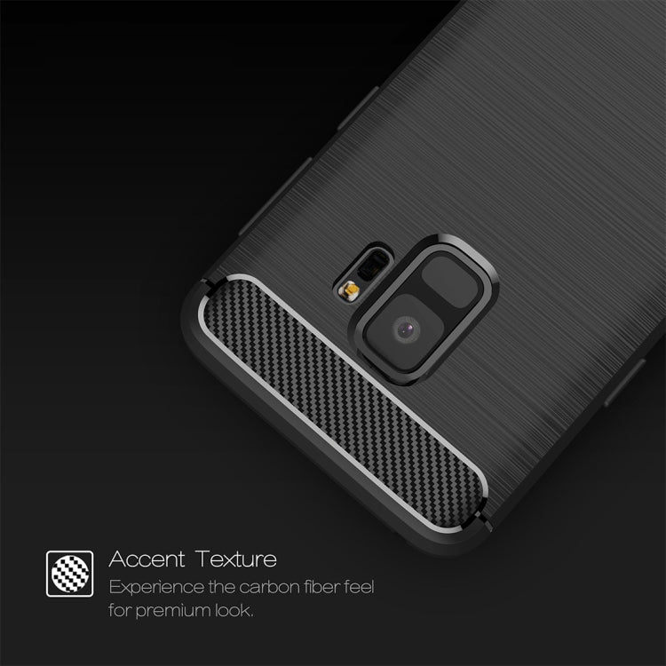 For Galaxy S9 Brushed Carbon Fiber Texture Soft TPU Anti-skip Protective Cover Back Case(Black) by buy2fix