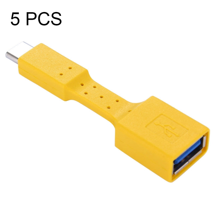 5 PCS USB-C / Type-C Male to USB 3.0 Female OTG Adapter (Yellow) by buy2fix